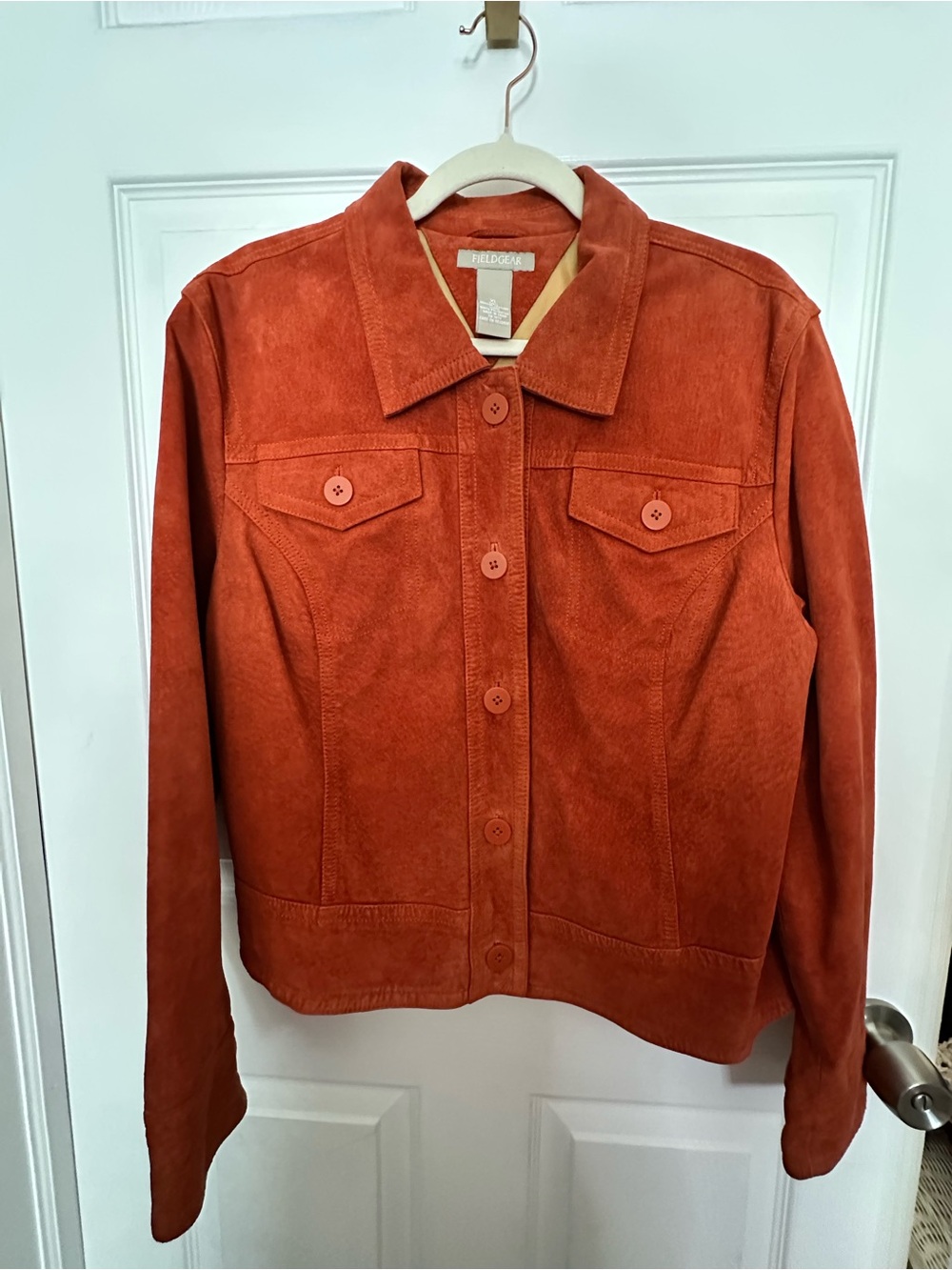 Women’s Fieldgear Suede Leather Button-Front Jacket in Orange/Rust Sz: XL GUC